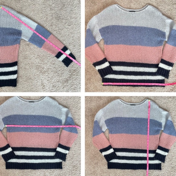 Lucky Brand Bold Stripe Pullover Wool Blend Fuzzy Knit Sweater Size Small - Picture 11 of 14